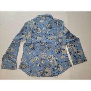 Handprint Blue Floral Button Down Shirt And Pants Combo Size Small